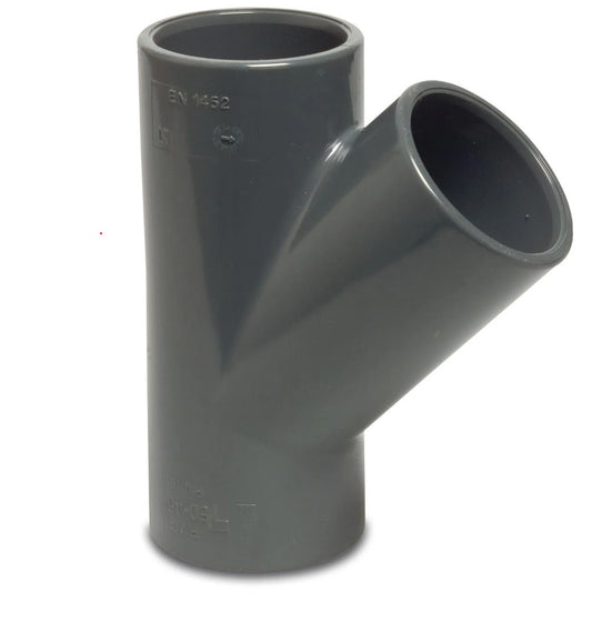 T-stykke 45° PVC-U 50 mm Limmuffe 16 bar