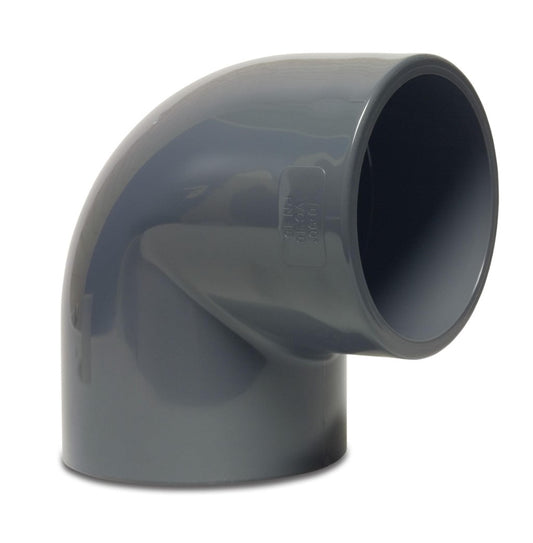 Vinkel 90° PVC-U 32 mm limmuffe 16bar grå