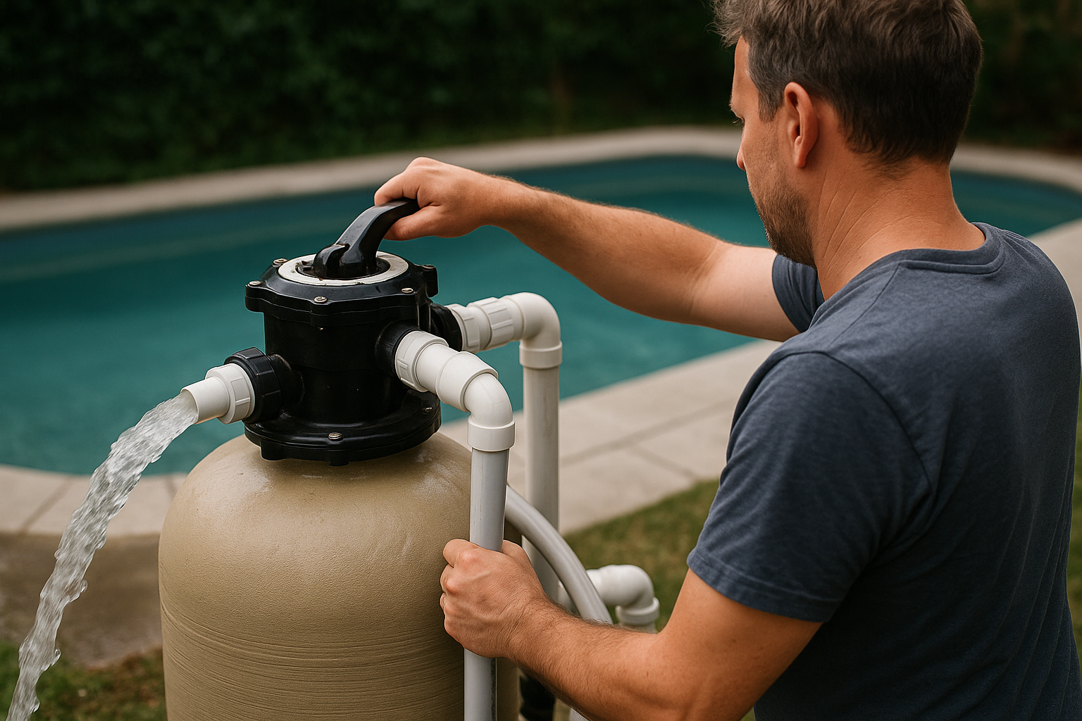 Hvordan backwasher jeg mit sandfilter